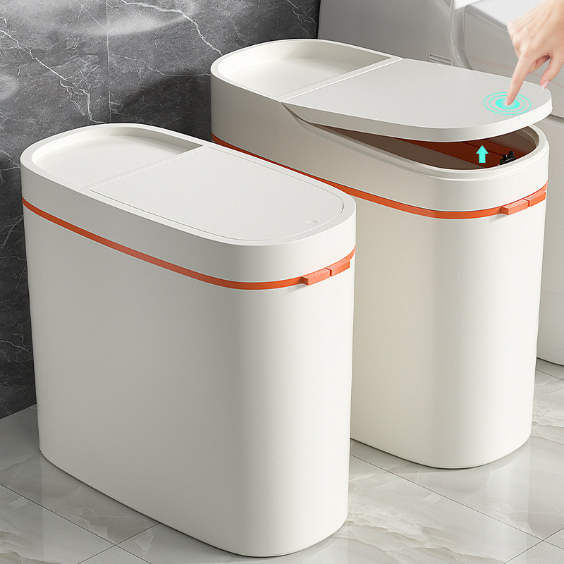 Bathroom Trash Can with Lid, Large Capacity for Home Kitchen, Living Room, Bedroom, Toilet, High-Value Narrow Gap Wastebasket