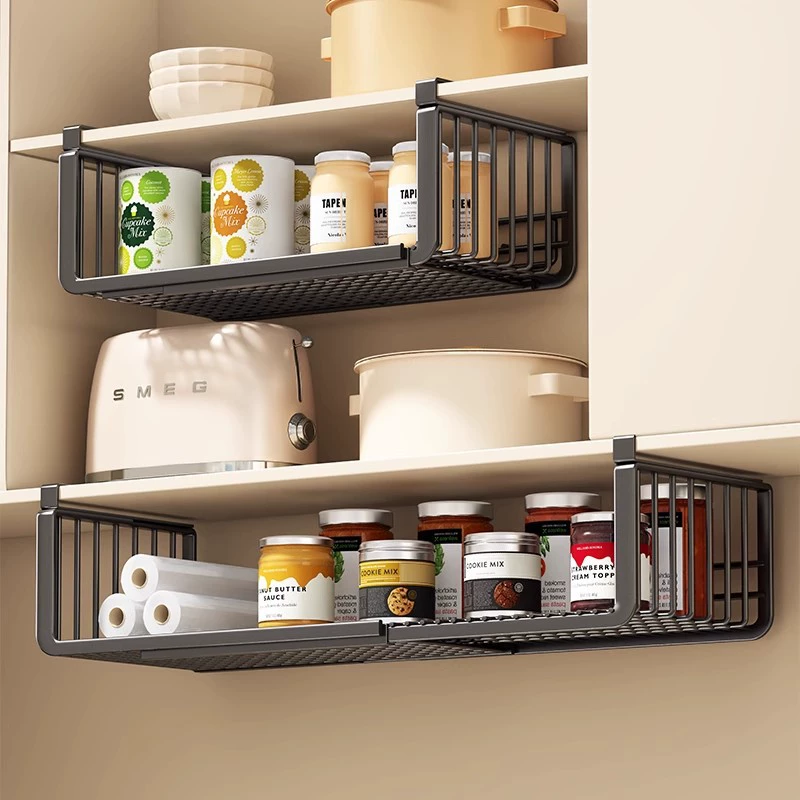 Kitchen hanging cabinet storage rack under cabinet hanging rack cabinet layer storage rack multi-function space-saving tool