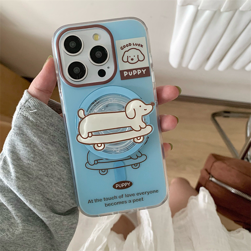 Soporte magnético-monopatín azul dos perros salchicha QJ