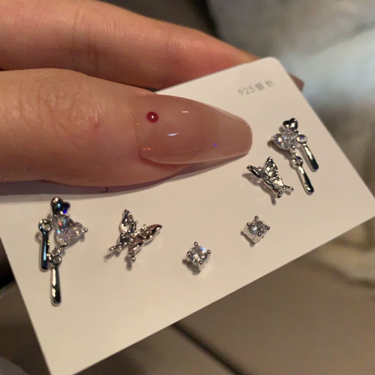 Earrings set 6-piece, European style simple elegant, metal fashion studs and dangles