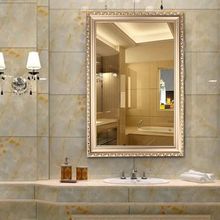 北欧带框浴室镜挂墙卫生间镜子免打孔洗手间卫浴化妆壁挂镜子贴墙
