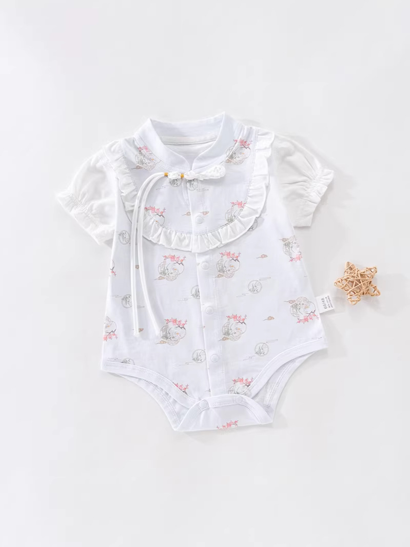 Uniforme de bebé de verano de manga corta de algodón de clase A, chaqueta de peldaño, ropa de escalada de bebé de clase A, algodón de verano vacío