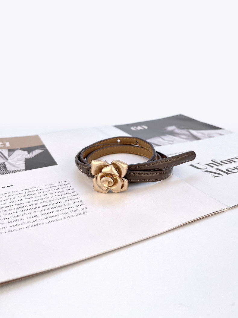 Nový dámský tenký pas z pravé kůže, dámský květinový pas, zeštíhlující efekt, dámský pásek z hovězí kůže se svetrovými šaty, dámský styl_voghion.com