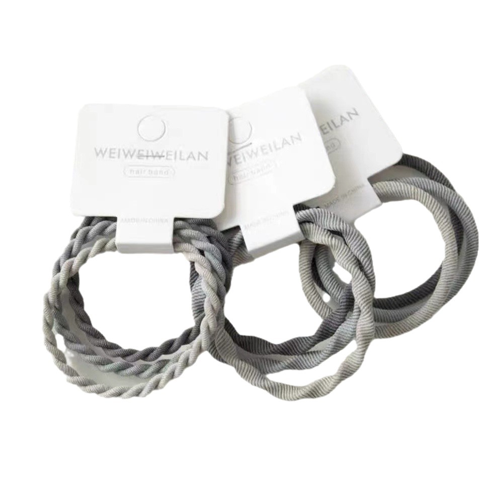 Ins viento frío gradiente gris 3 correas para el cabello gruesas y de alta elasticidad bandas de goma para atar el cabello