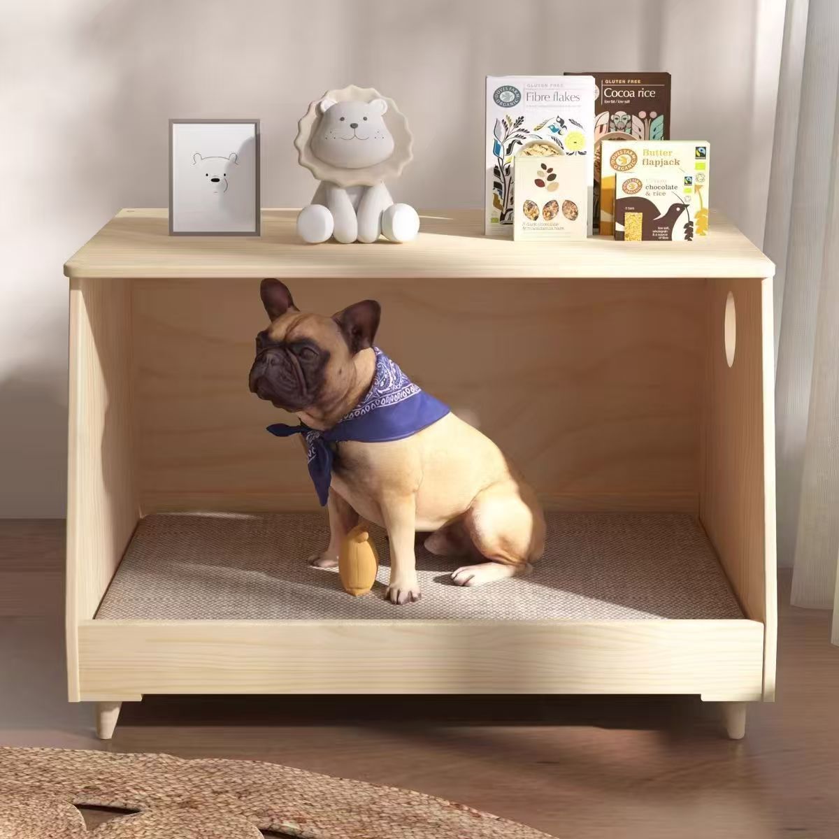 Solid Wood Bedside Table Dog House Pet Cabinet Multifunctional Pine Cabinet Cat Nest Bedside Cat Bed Dog House Pet Cabinet All Year Round