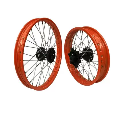 Suitable for Huanghe Hailing Hengjian Magician 250 Off-Road Motorcycle Front 19 Rear 16 Steel Rim Hub Assembly (Motorcycle wheel hub) - front-160x19-rear-215x16-orange
