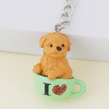 卡通仿真公仔8名犬小狗可爱狗泰迪吉娃娃钥匙扣挂件 DIY饰品配件