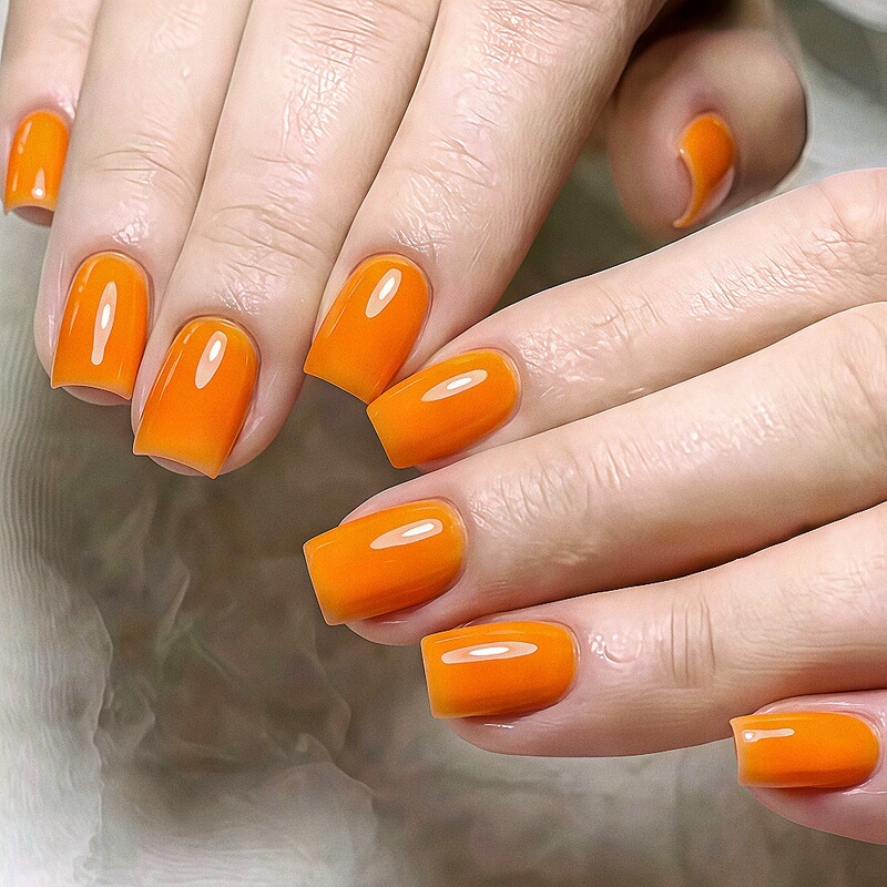 New Year Solid Color Nail Art Bright Orange Wearable Nail Tips Fine Glitter Theme Nail Art Fake Nail Tips Wholesale Cf-28 New Year Solid Color Nail Art Bright Orange Wearable Nail Tips Fine Glitter Theme Nail Art Fake Nail Tips Wholesale Cf-28