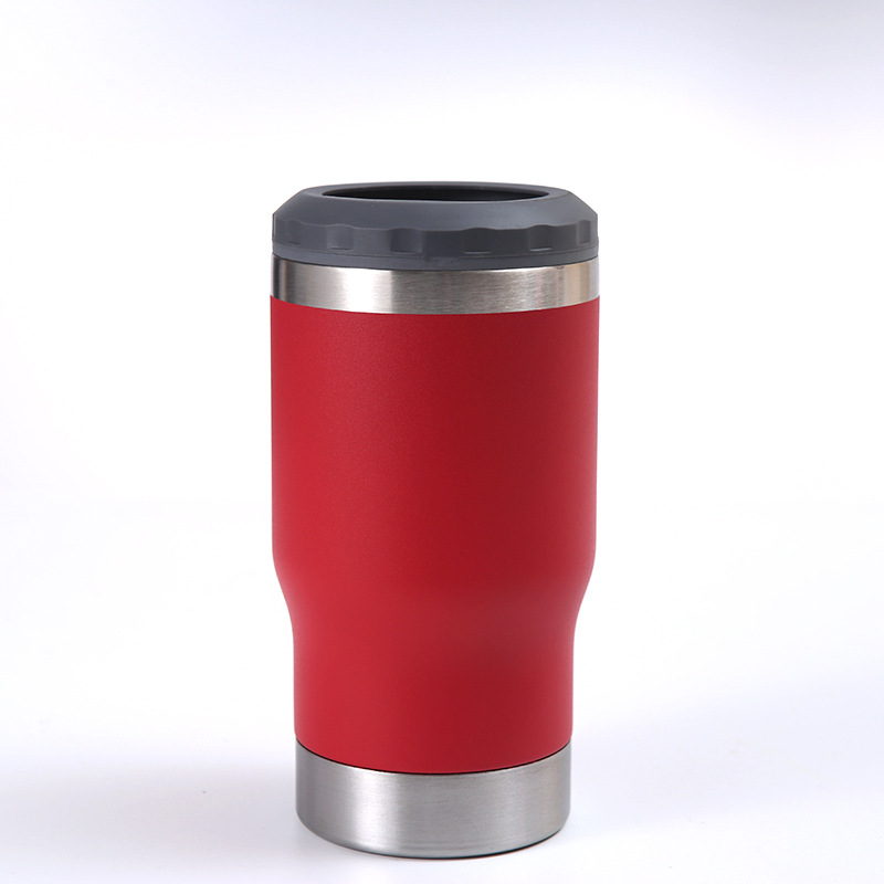 Transfronterizo 14oz al aire libre portátil tanque de frío de doble capa de pulverización de vacío taza de aislamiento de plástico creativo auto-construido abridor de botellas de vidrio de cerveza