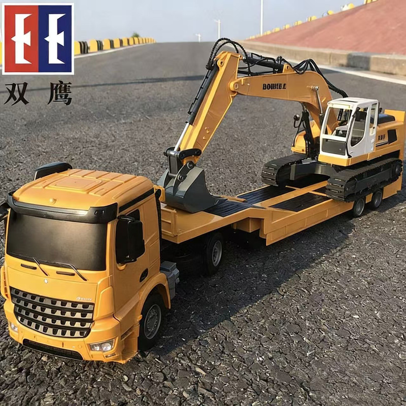 Double Eagle E562 Remote Control Flatbed Trailer Toy Kidsren's Electric Semi-Trailer Tractor Transport Engineering Vehicle Truck Boy