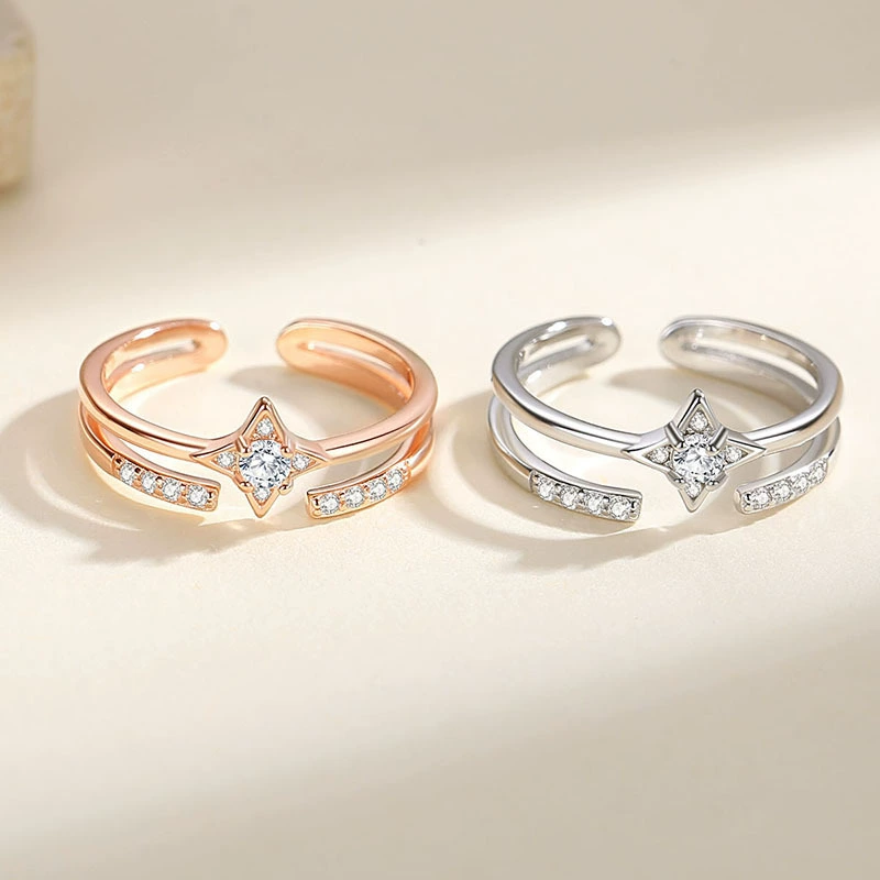 Fashionable small ring, 925 sample silver, light luxury style, bright catchy style, wholesale