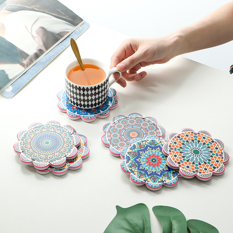 陶瓷复古花纹隔热垫隔热防烫软木底座耐磨耐热批发厂家欧式复古风