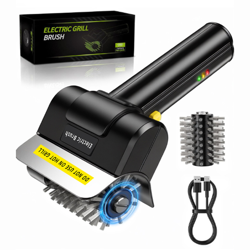 Cepillo Eléctrico de Limpieza para Parrilla de ABS y Acero Inoxidable Recargable para Campamento al Aire Libre