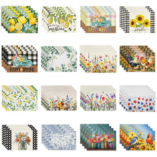 Cross-Border European and American Supply Spring and Summer Season Placemats Linen Lemon Print Kitchen Table Insulation Mat Western Table Mat