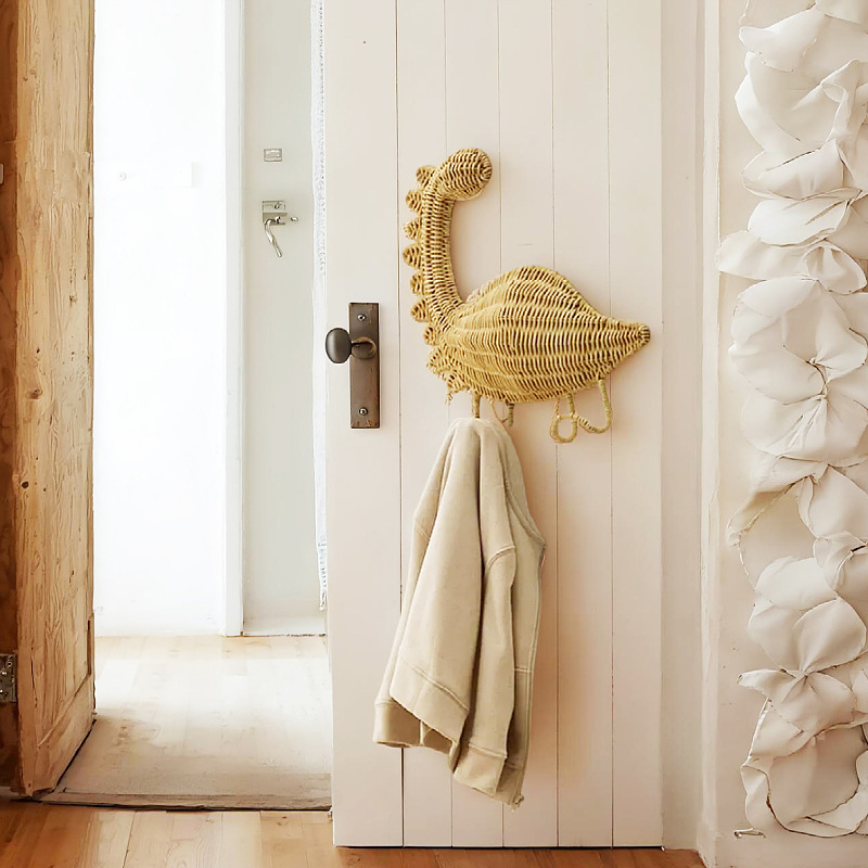 Gancho de dinosaurio tejido a mano estrella de mar cangrejo delfin tortuga pared colgante chaqueta sombrero colgante