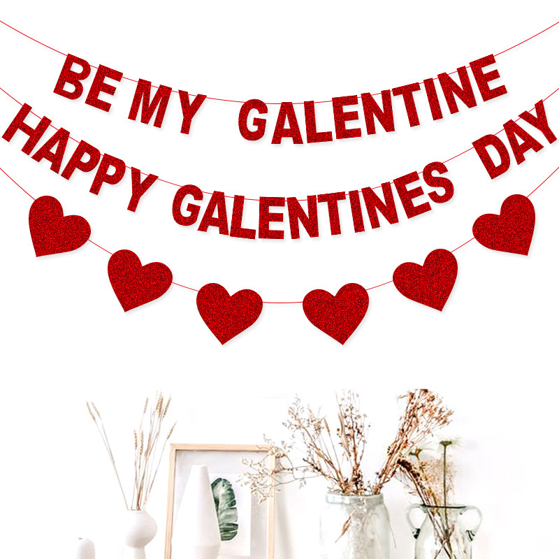 Día de San Valentín decoración amor brillo guirnalda propuesta compromiso amor guirnalda boda decoración fiesta diseño banner