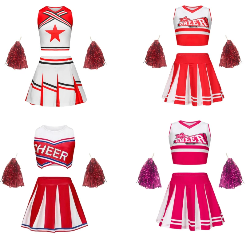 Новая одежда для выступлений чирлидинга, спортивная одежда для выступлений, футбольная детская сцена, детский костюм CHEER, 3D-печать