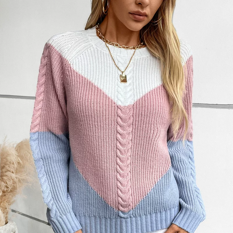 Осенний вязаный свитер для отдыха с круглым воротом, slim fit,