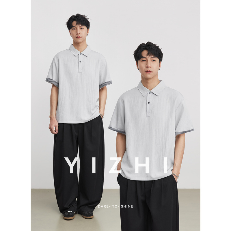 Minimalist Striped Short-Sleeve Polo Shirt for Men, Summer 2026 New Trendy Versatile Slim-Fit T-Shirt Top