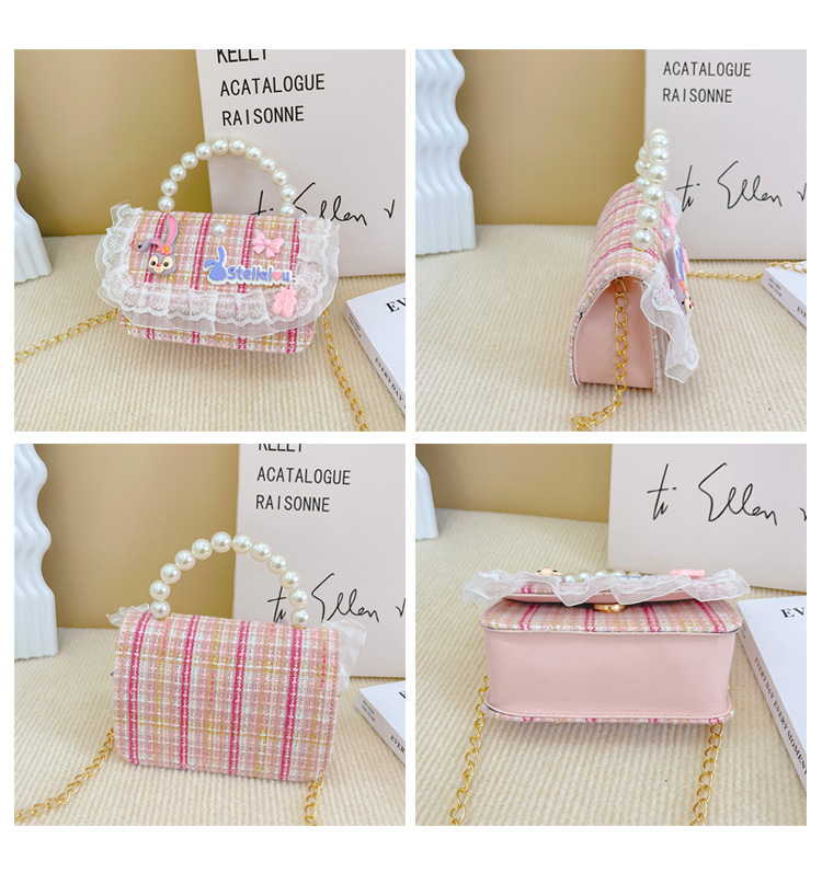 Women's Cotton And Linen Bow Knot Cute Pearls Square Flip Cover Crossbody Bag display picture 2