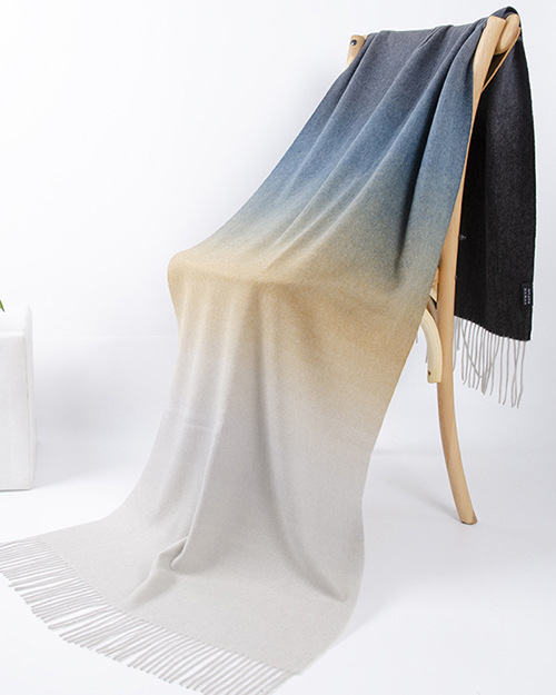 Mongolia Interior nuevo 60 ancho bufandas de cachemira pura otoño y invierno grueso Europa y América color gradiente agua ondulado chal