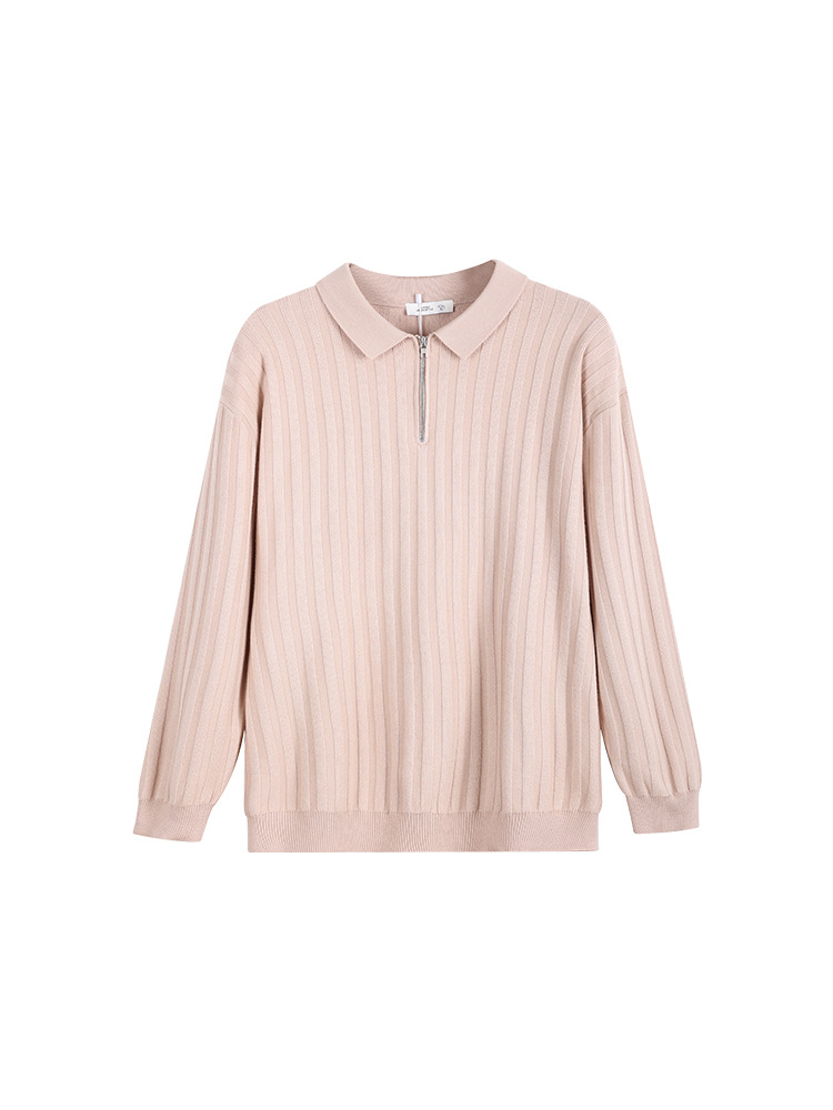 Uniqlo suéter de hombre otoño y invierno para hombres con solapa vertical suelta camiseta de punto de medio cremallera para hombres de manga larga en