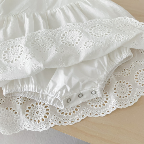 ins European and American AliExpress summer style girls baby infant 100-day clothing embroidered lace cotton triangle khaki skirt