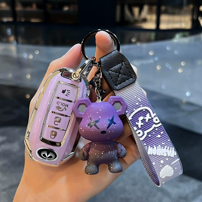 shell buckle female, Car key bag - infiniti-f-smart-4-key-speaker-key-single-shell-purple-purple-violent-bear-pendant
