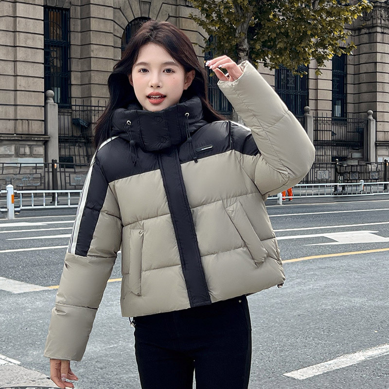 2024 autumn and winter new color blocking splicing short down for women's foreign trade internet celebrity live_voghion.com