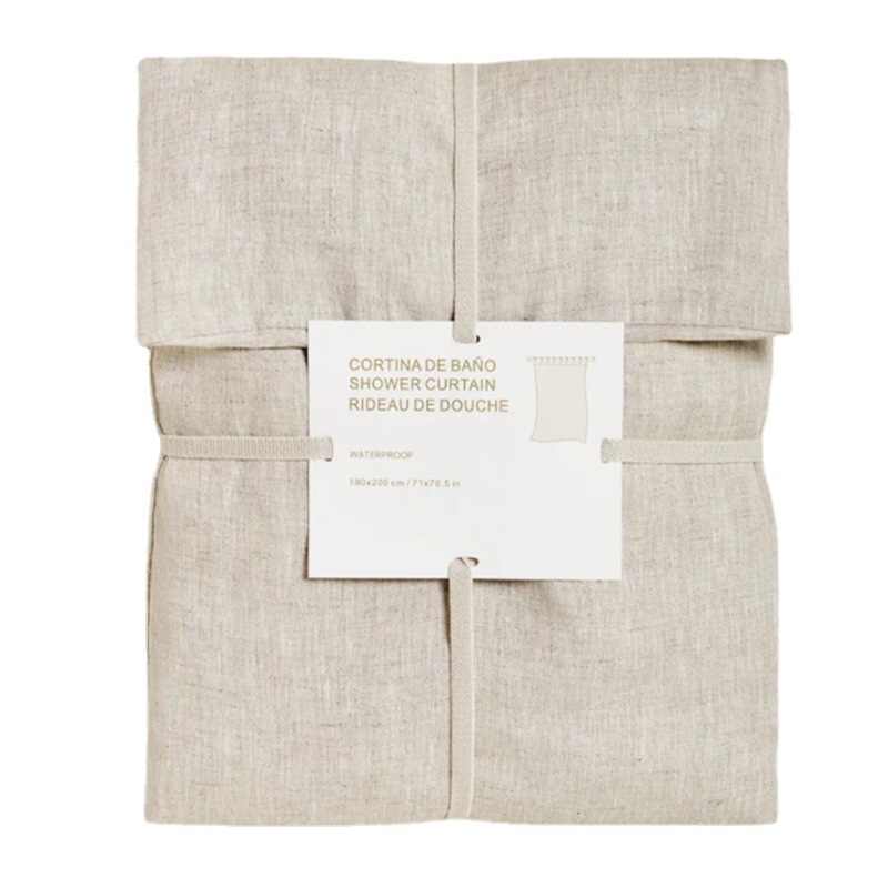 跨境专供高端轻奢亚麻浴帘纯色简约抗水浴室隔断亚马逊门窗帘定制