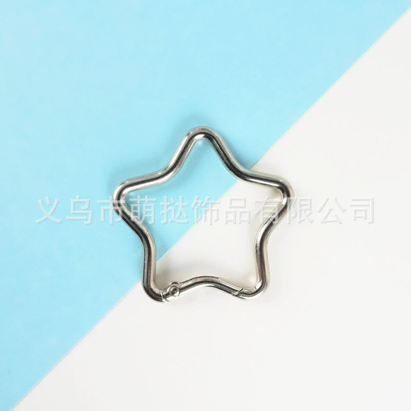 马卡龙彩色烤漆合金五角星钥匙扣糖果色背包外挂挂钩diy饰品配件|undefined