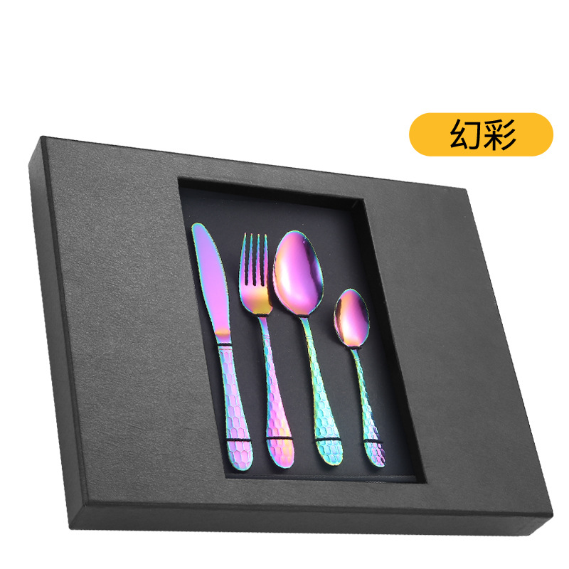 Cuchilleras de acero inoxidable 24 piezas de restaurante de hotel cuchillo y tenedor cucharas conjuntos conjuntos de caja de regalo de serie de cubo de agua transfronteriza