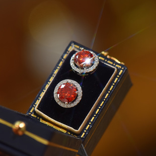 TikTok Explosive Jewelry Moussaint 1 karat Red Moussaint Round Bag Earrings Moussaint Diamond Earrings Joker Earrings