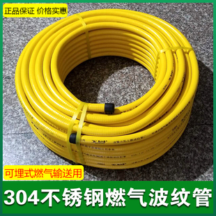 304 Stainless Steel Natural Gas Pipe 3 Points 4 Points/5 Points/6 Points Natural Gas Pipe Can Be Buried in the Wall Gas Hose Bellows