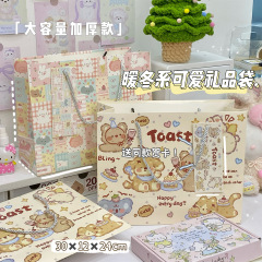 オリジナルかわいい動物ギフトバッグポータブルハード段ボールバッグ耐久性のあるポータブルギフト包装靴箱収納袋