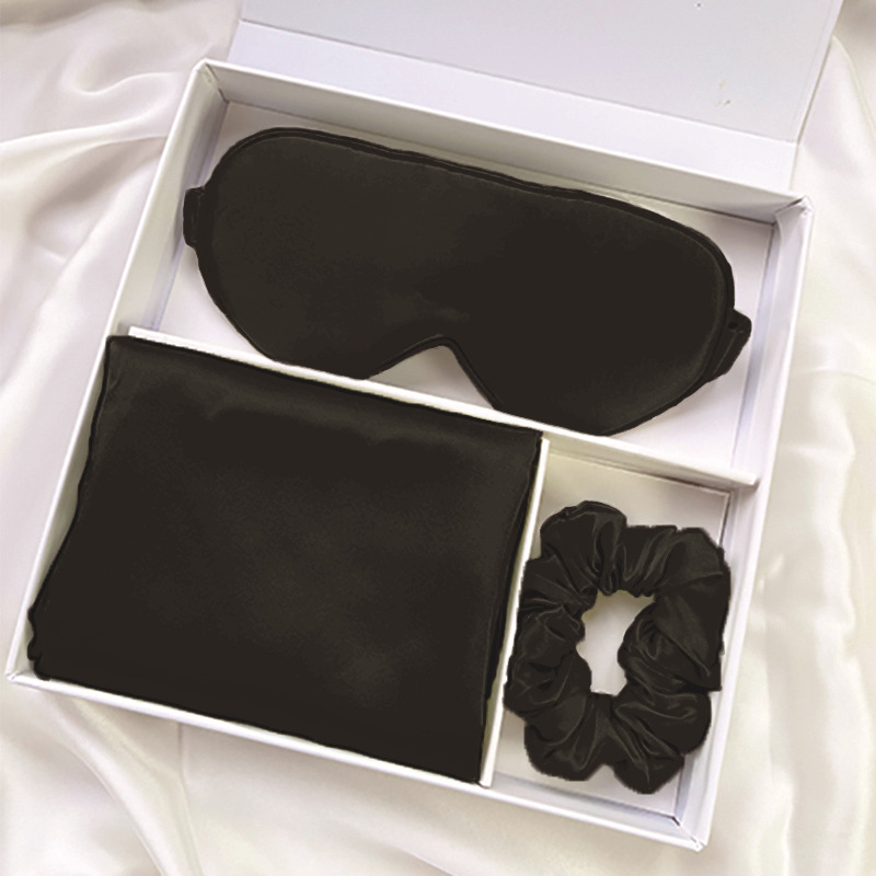 Set de Regalo de Seda: Antifaz, Coletero y Funda de Almohada, Set de Regalo de Coletero de Seda de Morera