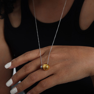 Hong Kong style vintage round bead sweater chain titanium steel 18k gold western queen mother clavicle chain hip hop all-match necklace jewelry women