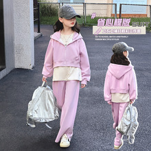 女童秋季卫衣套装2025新款女大童初秋洋气时髦春秋儿童秋装三件套