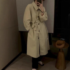 衣录气质款强货！显瘦有型棉长款系腰带风衣外套女一件代发