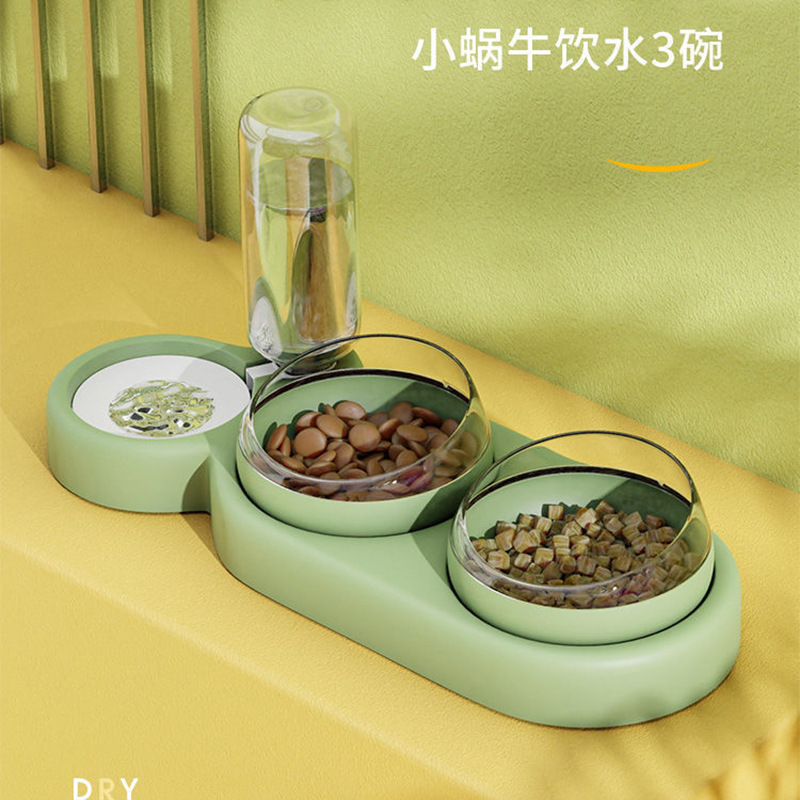 국경 간 새로운 개 그릇 고양이 그릇 애완 동물 피더 안티 노크 달팽이 3 그릇 자동 물 디스펜서 큰 직경 고양이 분지