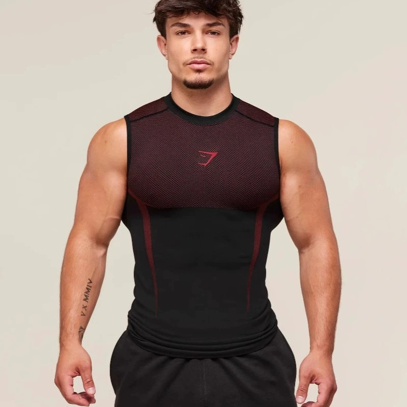 Men's breathable vest for gym for leisure, shark for training, tight, for running, with short sleeve 2