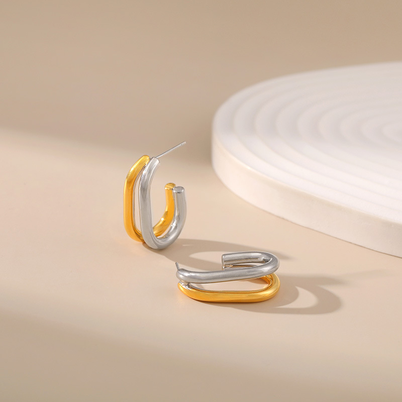 Fashion C Shape Copper Irregular Plating Ear Studs 1 Pair