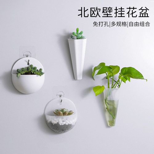 Plastic Wall Mount Lazy Hanging Plant Pot for Philodendron Wholesale, Round Wall Planter, No Hole Required, Hanging Flower Pot for Water Culture