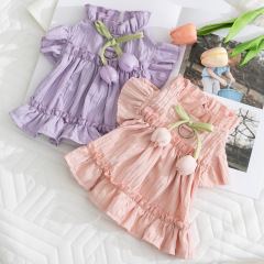 春夏の犬の服のチューリップのワンピースの中で小さいサイズのテディのぬいぐるみの猫のペットの服の卸売り