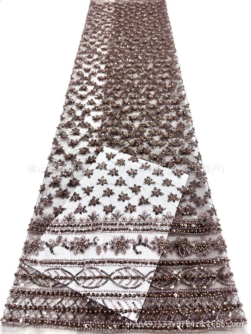 Moda vestido de noche especial bordado tela de perlas de sequilla tela de flor de fabricación directa de ropa de gama alta
