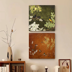 百鳥朝陽客廳裝飾畫新中式高級感沙發背景牆掛畫中古餐廳藝術壁畫