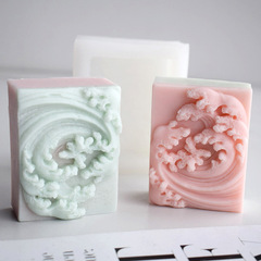 Seawave Floral Aroma Scented Candle Silicone Mold, DIY Plaster Decor, Handmade Soap Mold, Seawave Cake-Baking Mould