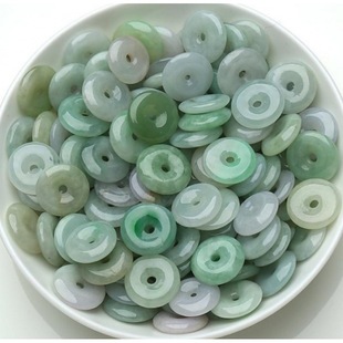 Jade Myanmar jade A goods waxy light green small safety buckle pendant accessories diy small safety buckle pendant