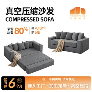 跨境出口一体成型压缩沙发坐卧两用可变身沙发床小户型双人位沙发