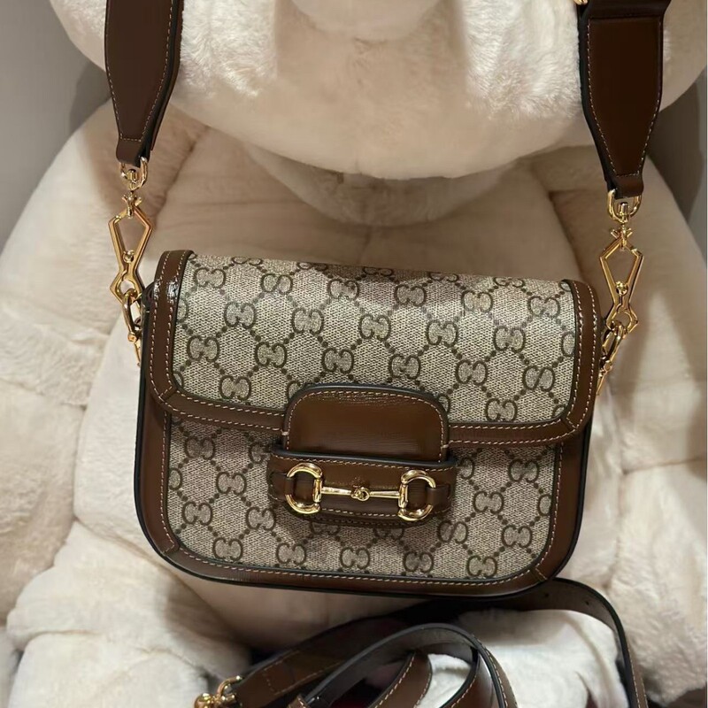 2026 European and American Fashion g Brand Hot-Selling Mini Horsebit Buckle 1955 Saddle Bag Monogram Double g Messenger Bag Genuine Leather Crossbody Bag